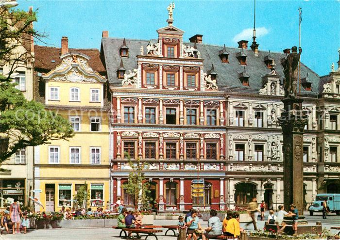 Erfurt Fischmarkt mit Roland Haus zum Breiten Herd Gildenhaus