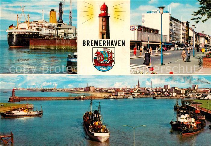 Bremerhaven Ozeandampfer Leuchtturm Strassenpartie Hafen