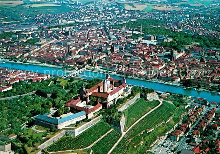 Wuerzburg Festung Marienberg Alte Mainbruecke Stadtzentrum Fliegeraufnahme