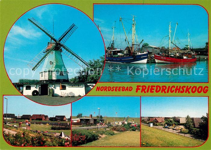 Friedrichskoog Nordseebad Muehle Fischereihafen Teilansichten