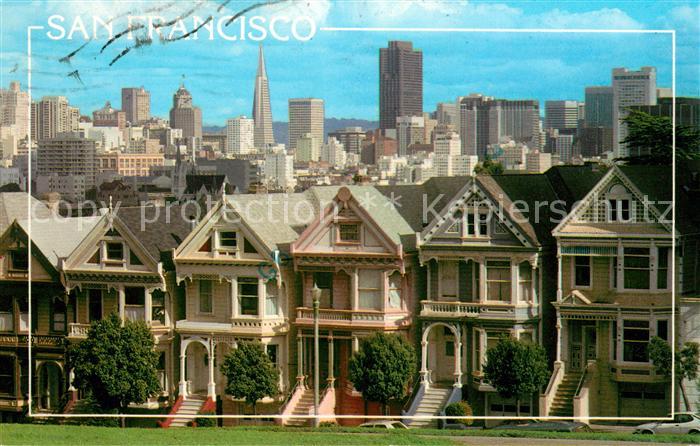 San Francisco California Alamo Square and the new modern buildings
