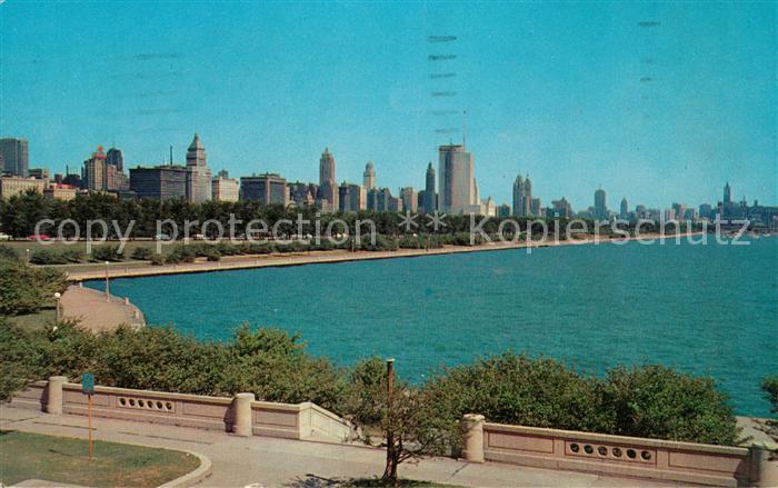 Lake Michigan Overlooking and Chicagos Skyline from the Shedd Aquarium