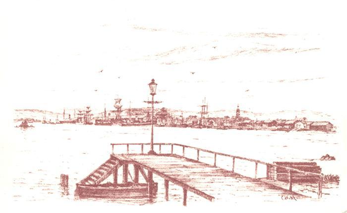Durban South Africa The Wharves from Wests Jetty Zeichnung