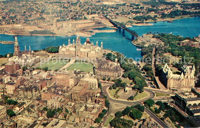 Ottawa Ontario Aerial view of the Canadian Houses of Parliament