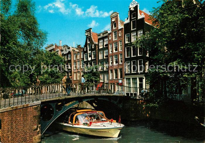 Amsterdam Niederlande Gracht Motorboot