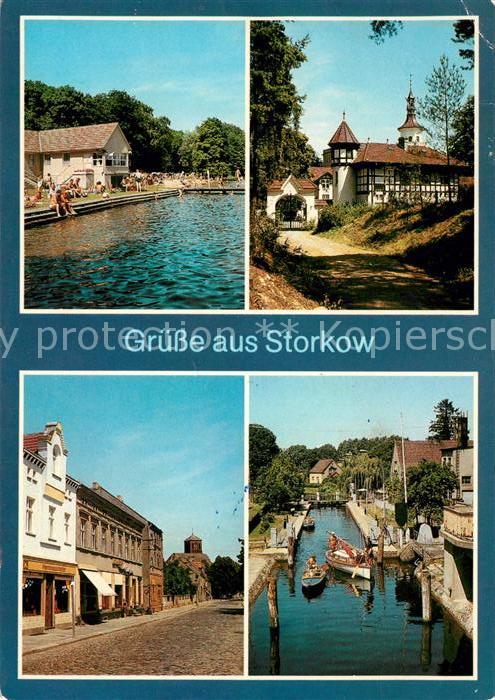 Storkow Mark Strandbad Storkower See Ingenieurschule fuer Binnenfischerei Marktp