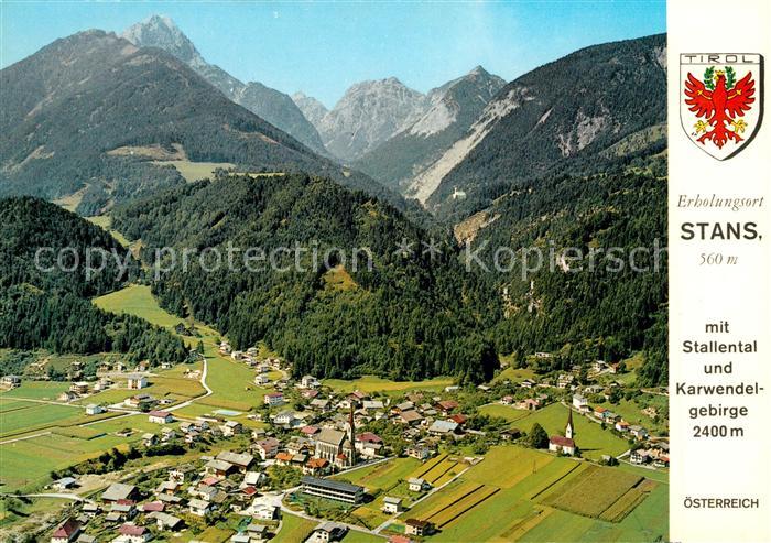 Stans Tirol mit Stallental und Karwendelgebirge Fliegeraufnahme