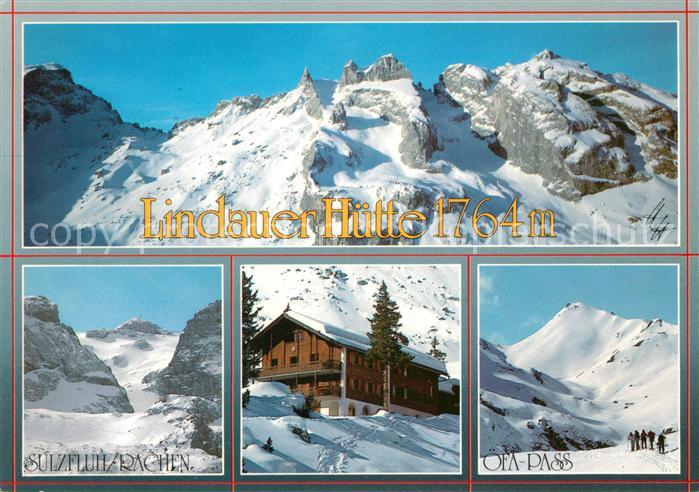 Raetikon Lindauer Huette mit Drei Tuermen Sulzfluh und oefa Pass