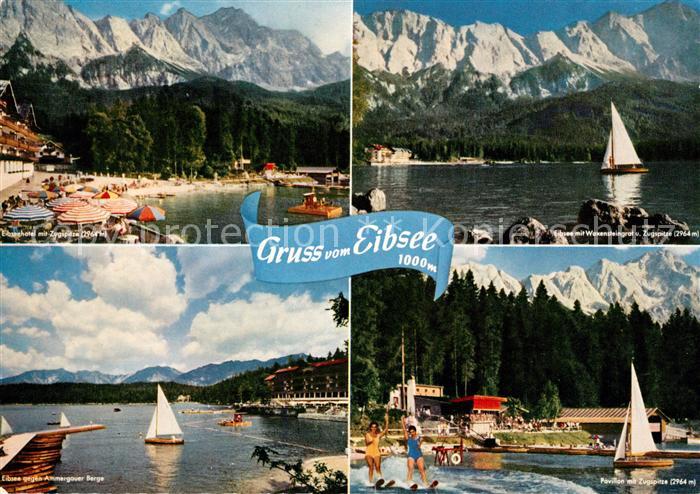 Eibsee mit Zugspitze Waxensteingrat Ammergauer Berge Pavillon
