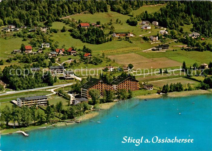Steindorf Ossiacher See Fliegeraufnahme Ferienhaeuser Haensel und Gretel