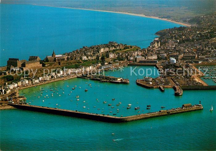 Granville Manche Les Ports et la Haute Ville vue aerienne