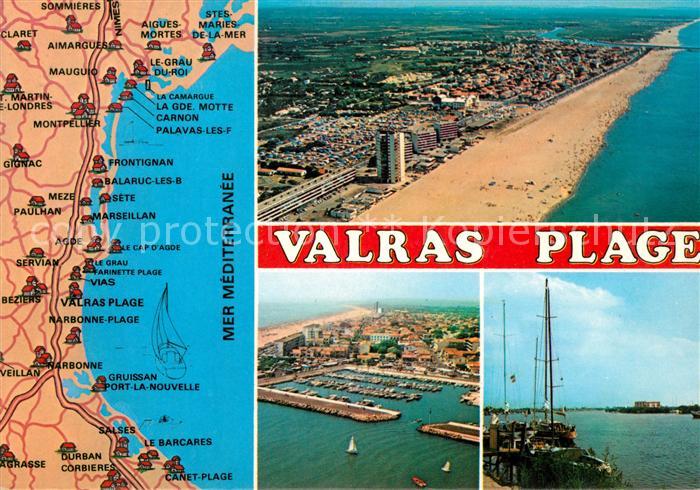 Valras-Plage Landkarte Kueste Strand Hafen Schiff Fliegeraufnahme