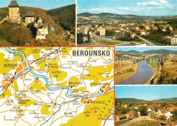 Beroun Hrad Karlstejn Berounka pod Tetinem Zadni Treban Landkarte