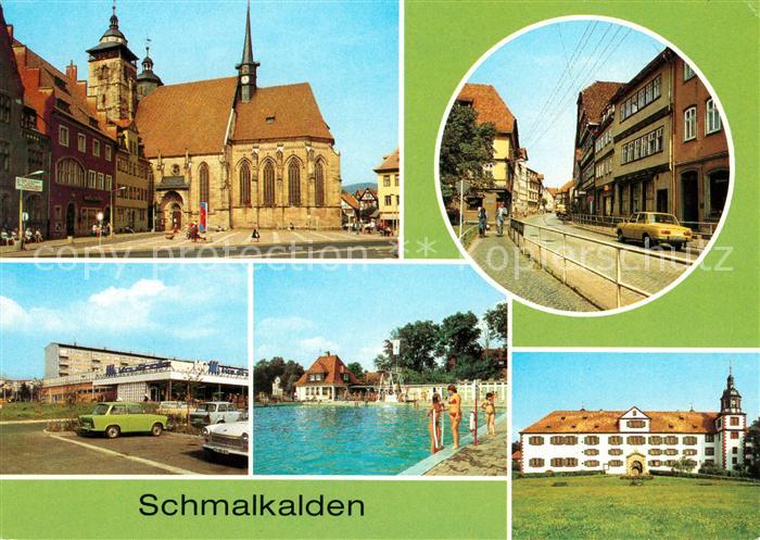 Schmalkalden Thueringen Altmarkt Teilansicht HO Kaufhalle Neubaugebiet Freibad S
