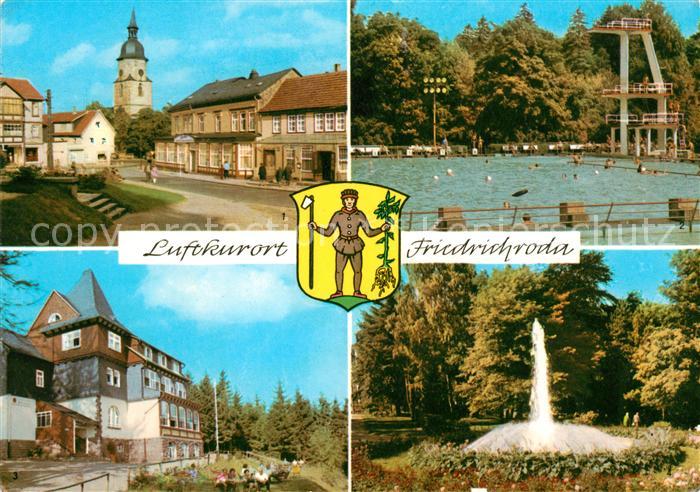 Friedrichroda Platz der DSF Schwimmbad Spiessberghaus Springbrunnen Kurpark Wapp