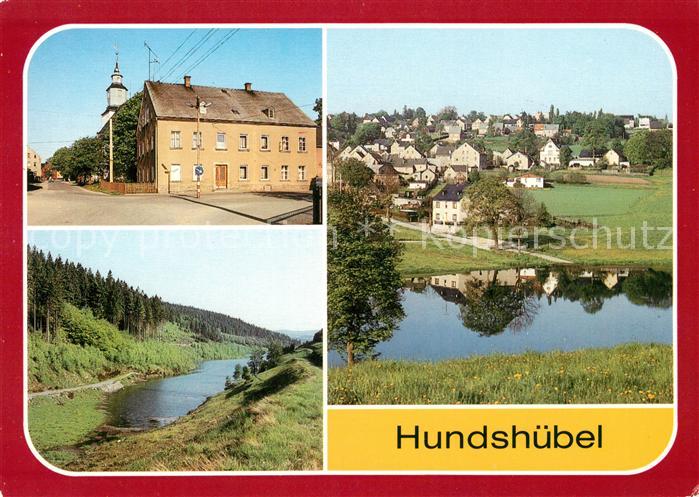 Hundshuebel Blick gegen Kirche Rohrbachtal Auslaeufer der Talsperre uebersicht