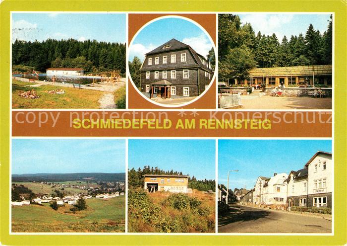 Schmiedefeld Rennsteig Waldbad Gaststaette Cafe Bungalowsiedlung Grosser Eisenbe