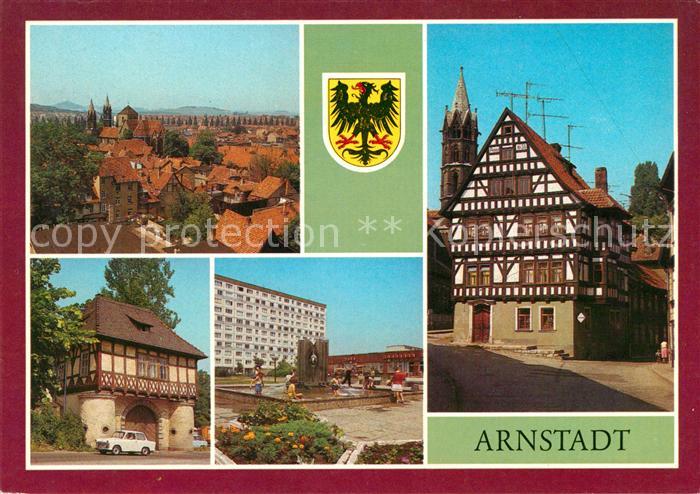 Arnstadt Ilm Blick vom Neutor ehem. Papiermuehle Fachwerkhaus Fischtor Neubaugeb