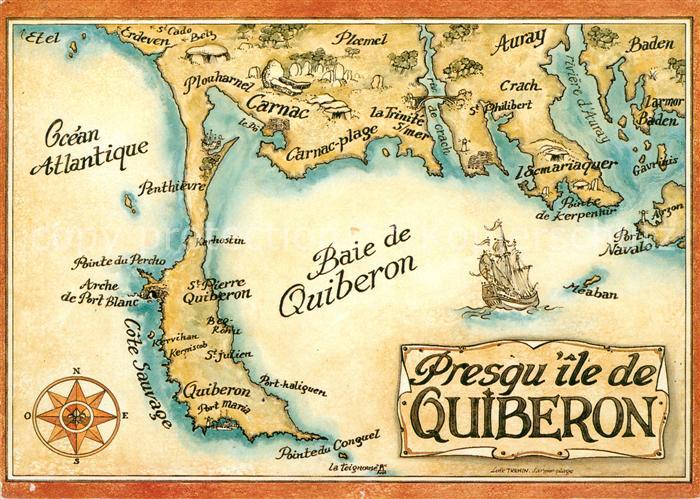 Quiberon Morbihan Presqu ile Baie Landkarte