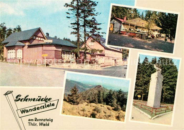 Schmuecke Wanderziele am Rennsteig Thueringer Wald Monument Frauenwald