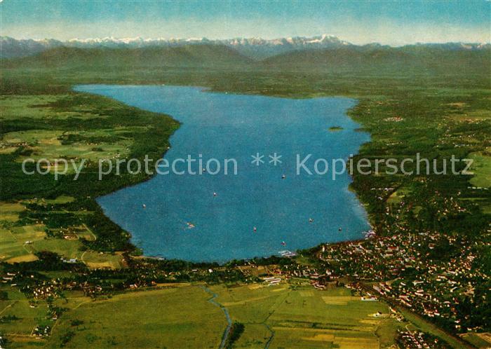 Starnbergersee Fliegeraufnahme Zugspitze