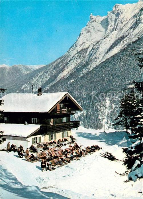 Mittenwald Bayern Gasthaus Gletscherschliff Winteraufnahme