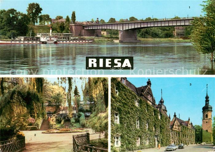 Riesa Sachsen Elbbruecke Stadtpark Rathaus