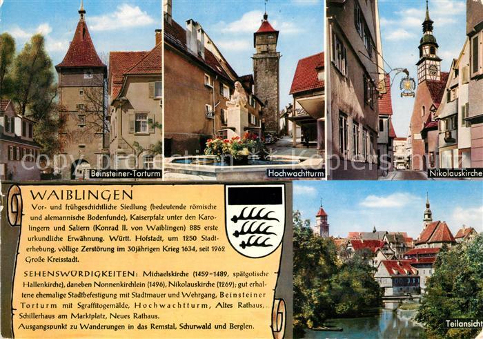 Waiblingen Rems Beinsteiner Torturm Hochwachtturm Nikolauskirche