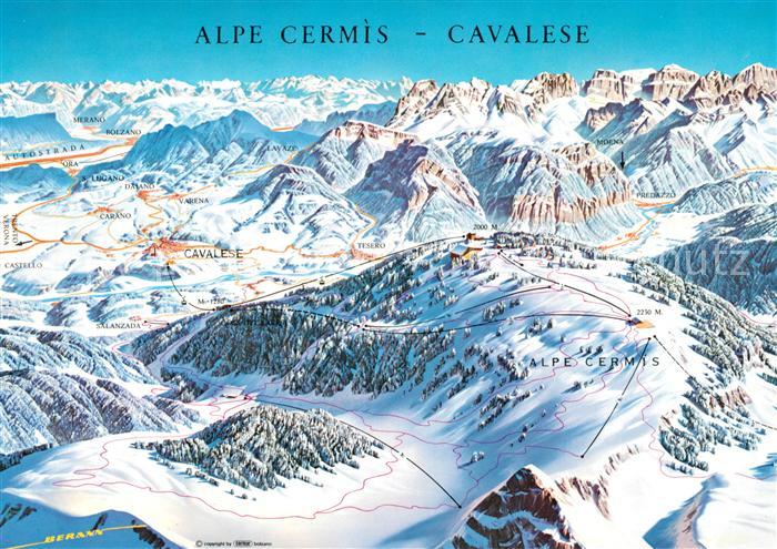 Cavalese Alpe Cermis Panoramakarte Skigebiet