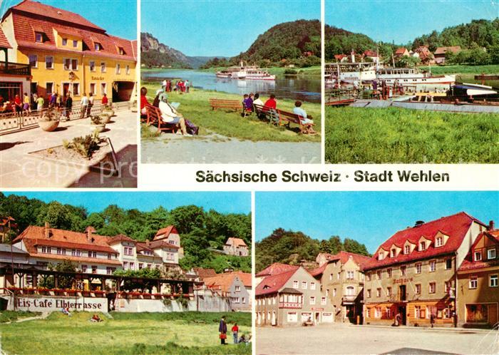 Wehlen Sachsen Karl Marx Platz Liegewiese Faehre Anlegestelle Eis Cafe Elbterras