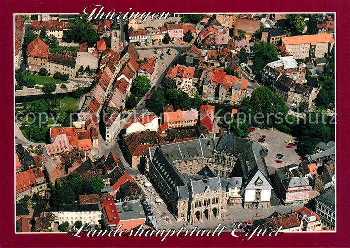Erfurt Rathaus am Fischmarkt mit Kraemerbruecke Fliegeraufnahme