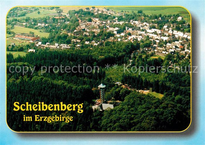 Scheibenberg Blick auf Berg und Stadt Fliegeraufnahme