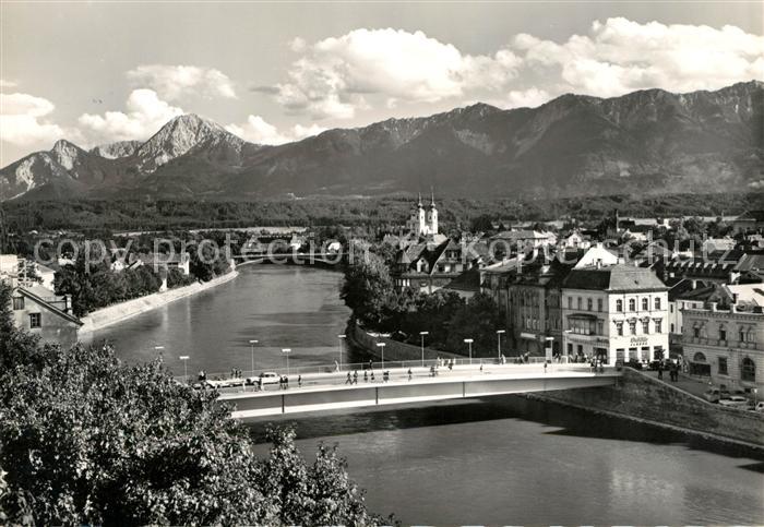 Villach Kaernten Draubruecke mit Mittagskogel