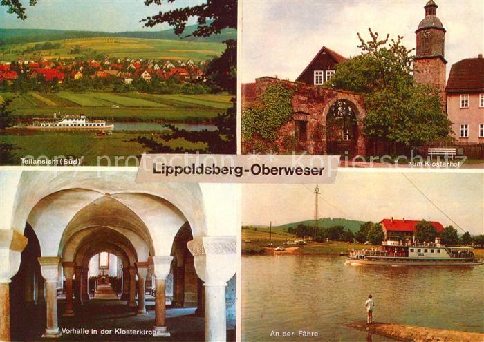 Lippoldsberg Panorama Klosterhof Vorhalle der Klosterkirche Oberweser Faehre