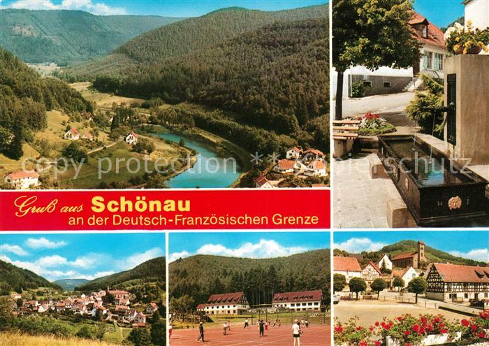 Schoenau Pfalz Koenigsweiher Brunnen Panorama Freizeitstaette Heilsbach Dorfmitt