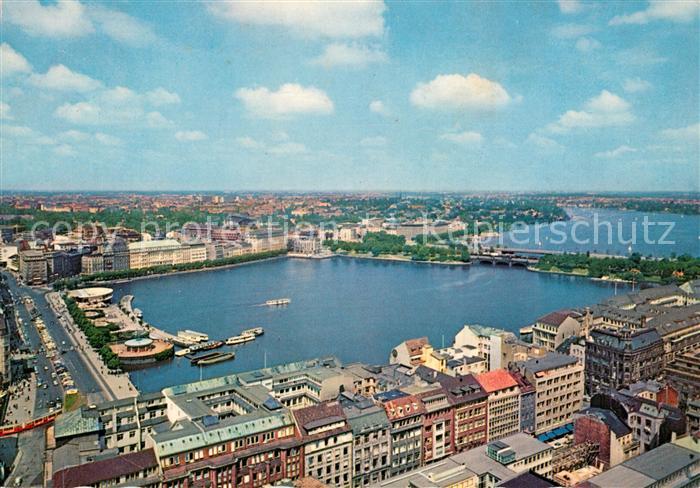 Hamburg Binnen und Aussenalster Fliegeraufnahme
