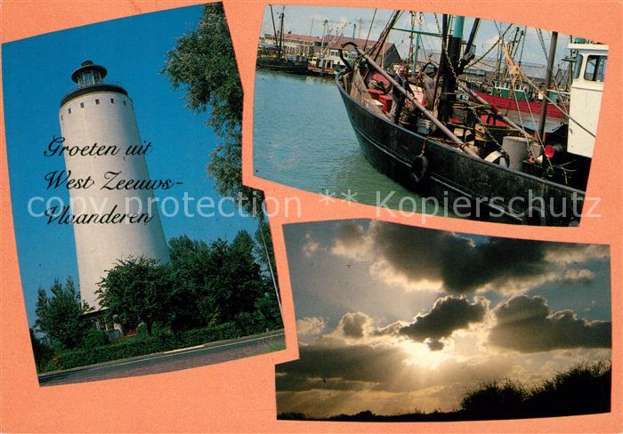 Oostburg Sluis Watertoren Vissersboot te Breskens Avondlucht met duinrand