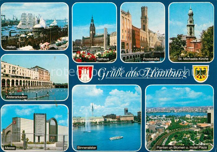 Hamburg Hafen Rathaus Poststrasse St Michaeliskirche Alsterarkaden Messe Binnena
