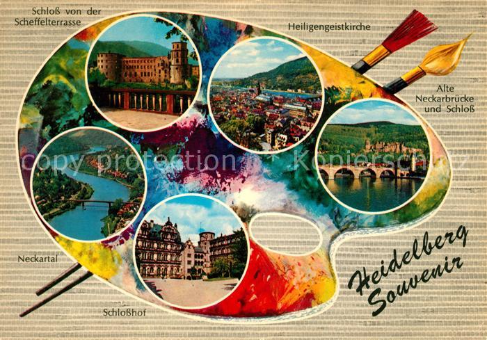 Heidelberg Neckar Schloss Scheffelterrasse Heiligengeistkirche Alte Neckarbrueck