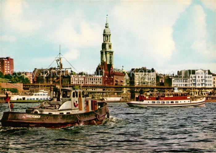 Hamburg Hafenpartie mit Michel Michaeliskirche