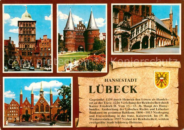 Luebeck Teilansichten Hansestadt Holstentor Rathaustreppe Geschichte