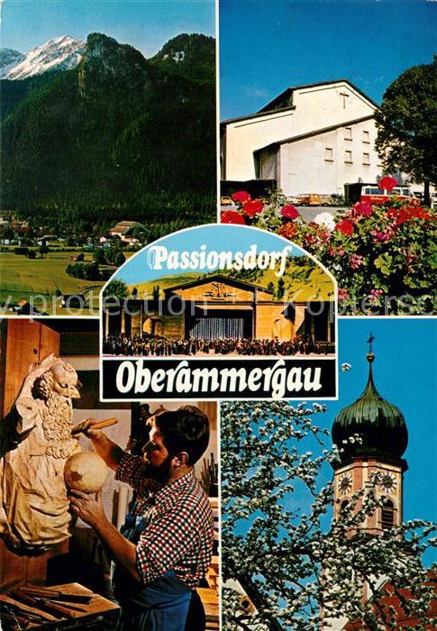 Oberammergau Ortsmotive Passionsdorf Holzschnitzwerkstaette Pfarrkirche Alpen