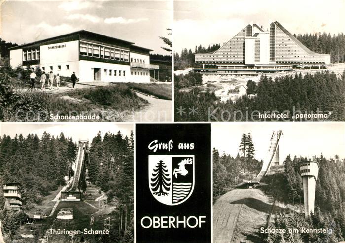 Oberhof Thueringen Schanzenbaude Interhotel Panorama Schanze Rennsteig Wappen