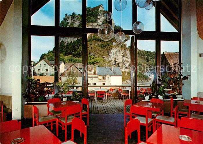 Pottenstein Oberfranken Cafe Konditorei Mager Blick zur Burg