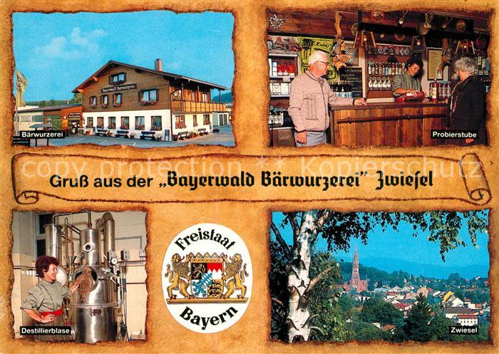 Zwiesel Niederbayern Bayerwald Baerwurzerei Wappen Ortsansicht mit Kirche