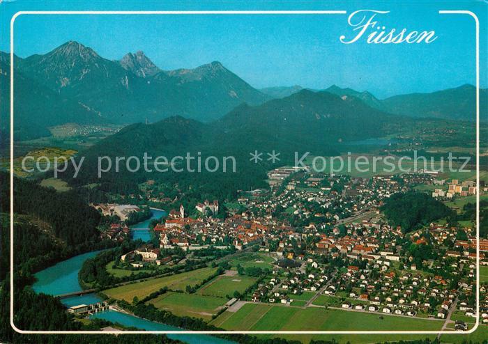 Fuessen Allgaeu mit Rossberg Aggenstein und Breitenberg Fliegeraufnahme