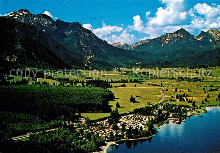 Schwangau Bannwaldsee Campingplaetze mit Saeuling und Tiroler Alpen Fliegeraufna