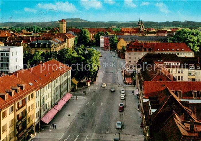 Bayreuth Bahnhofstrasse mit Blick auf Schlossturm und Stadtkirche