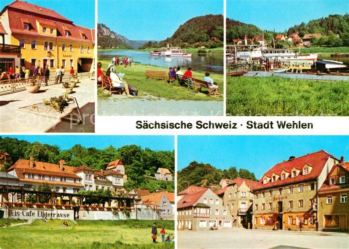 Wehlen Sachsen Karl Marx Platz Liegewiese Faehre Anlegestelle Eiscafe Elbterrass