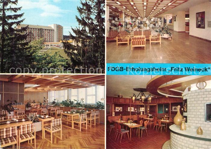 Oberhof Thueringen FDGB Erholungsheim Fritz Weineck Empfangshalle Restaurant Alc